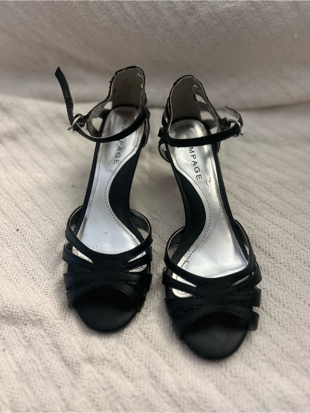 Rampage Black Strappy Open-Toe Heels
